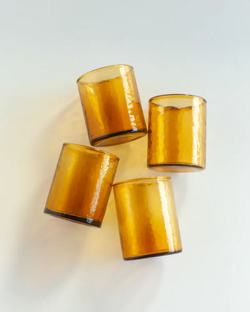 Handblown Hammered Glasses | Set of 4: Blue