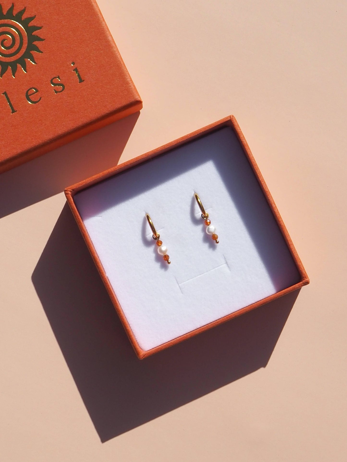 Freshwater Pearl & Gemstone Stack Hoops: Citrine