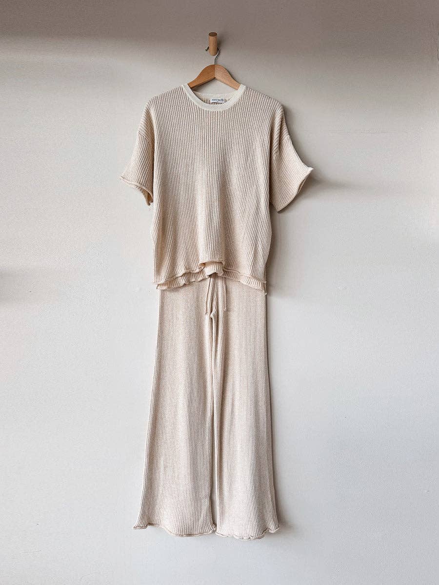 Women's Fine Rib Pants - Sand