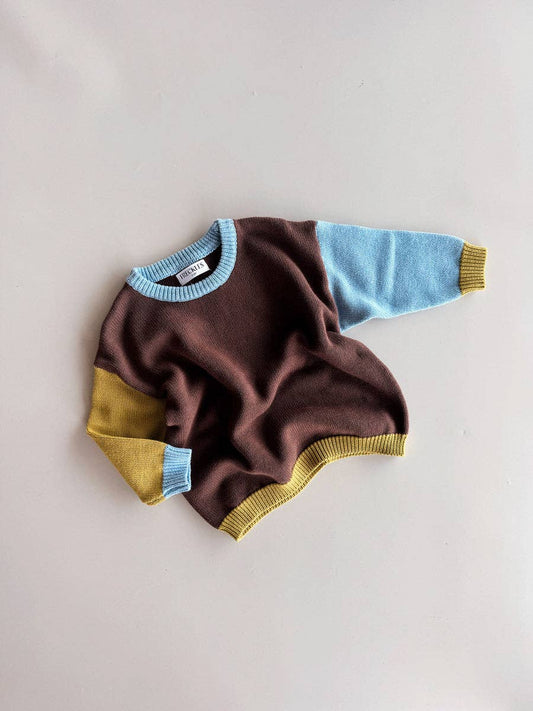 Cotton Knit Jumper | Brown/Blue/Green