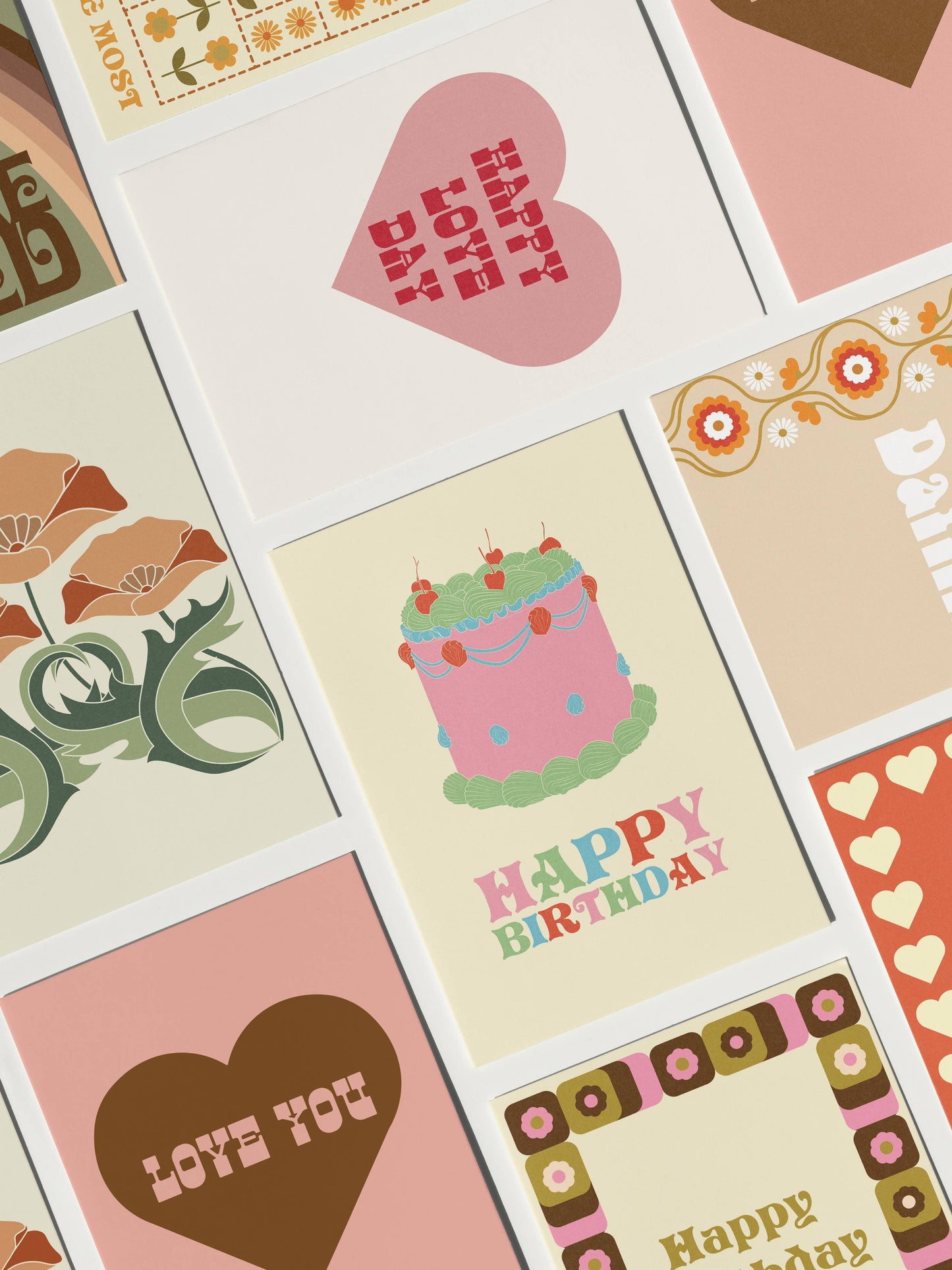 Poppy Tile Greeting card-Vintage Retro Greeting Card