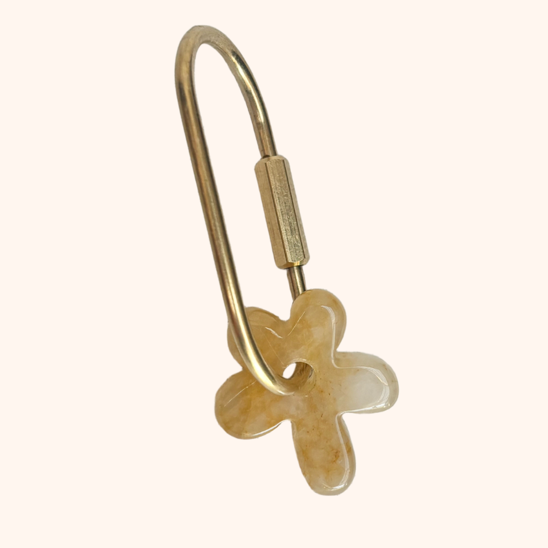 Crystal Flower Keyring - Yellow Quartz