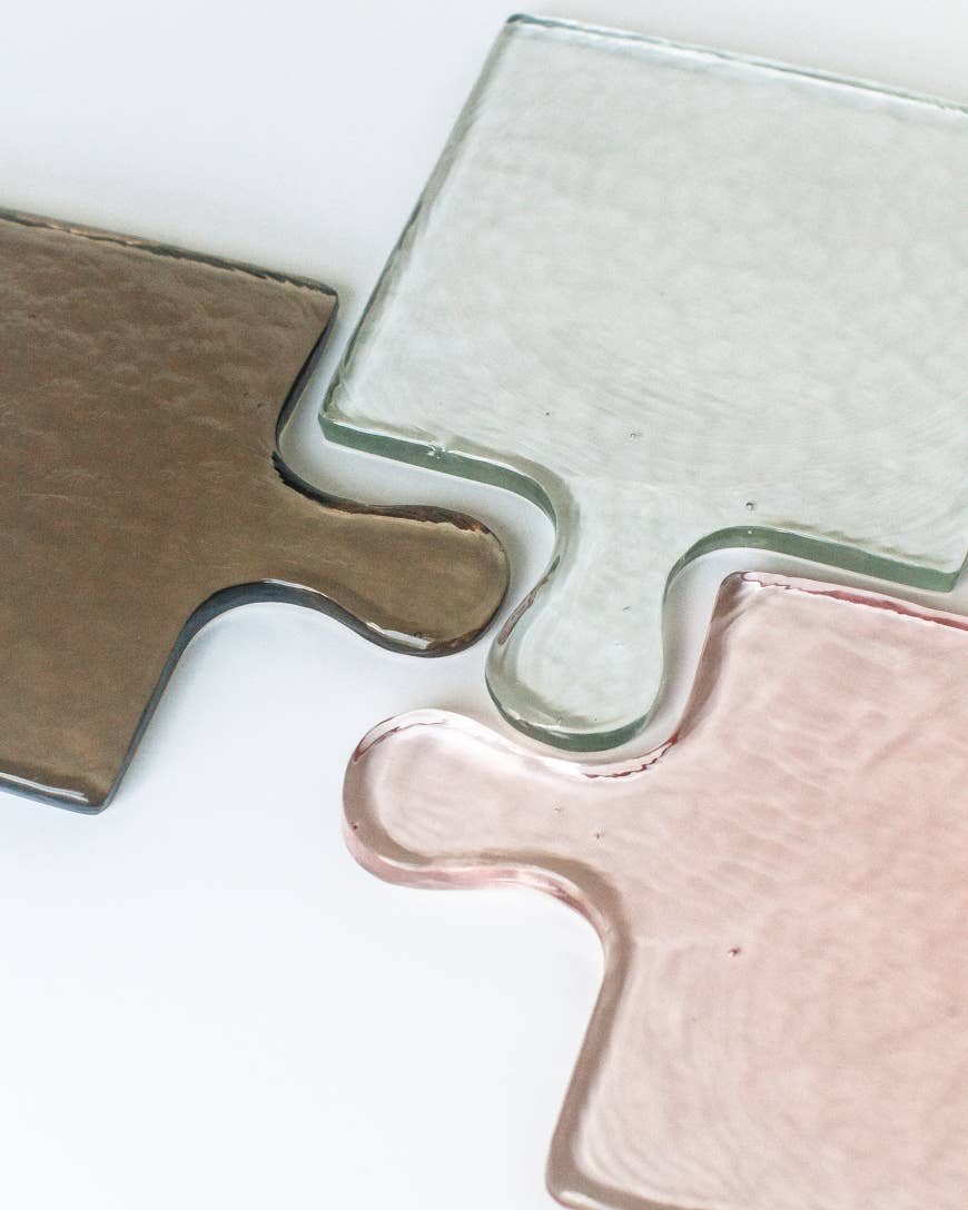 Hammered Glass Square Serving Board: Green