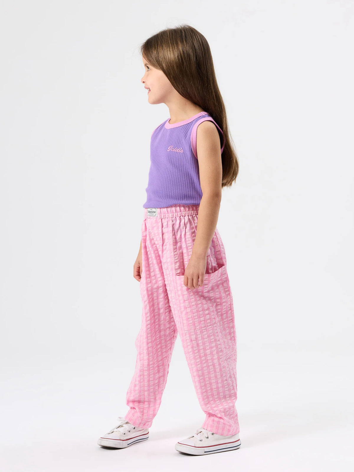 Lightweight Gingham Kit Pocket Pant Pink