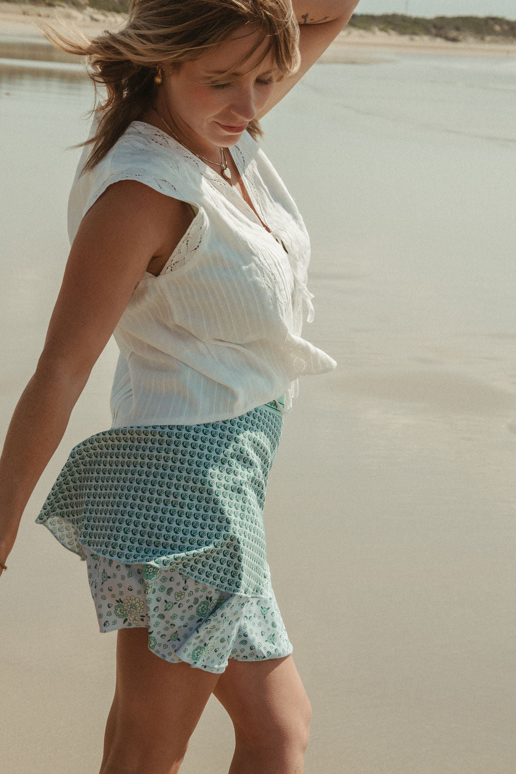 Emily Mini Wrap Skirt - Aqua Multi