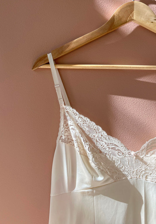 RENEW | Cream Silk Lace Slip Dress With Rosette