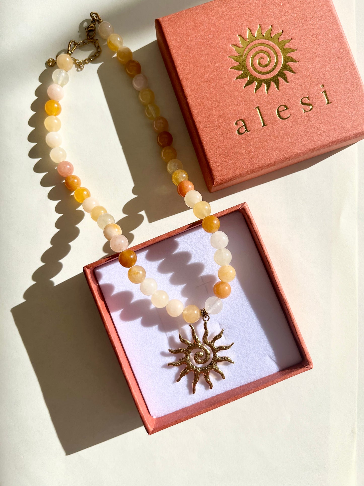 Earth Toned Multi Coloured Beaded Sun Necklace