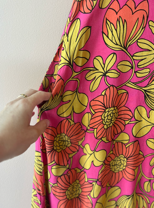 RENEW - Retro Hot Pink Orange Floral Dress