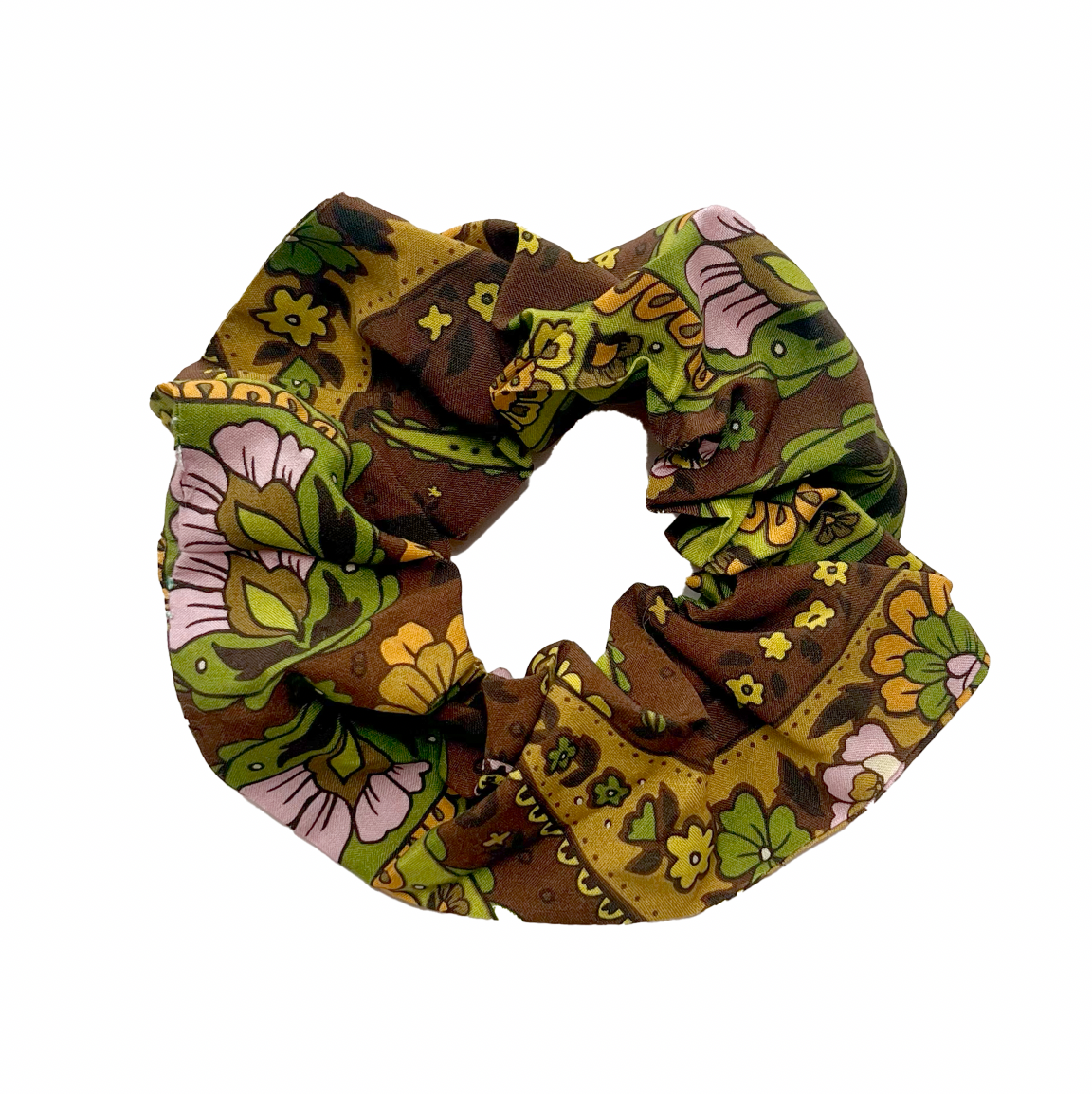 Remnant Scrunchie - Brown Paisley