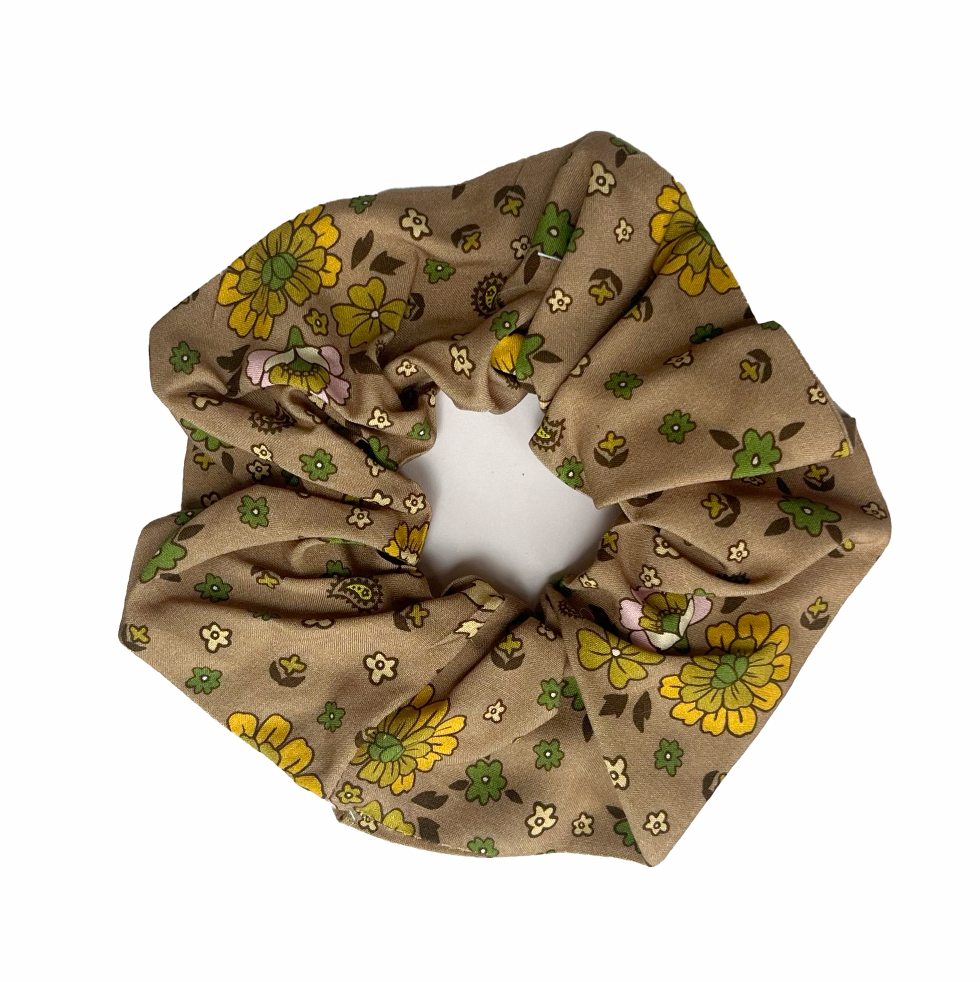 Remnant Scrunchie - Brown Floral