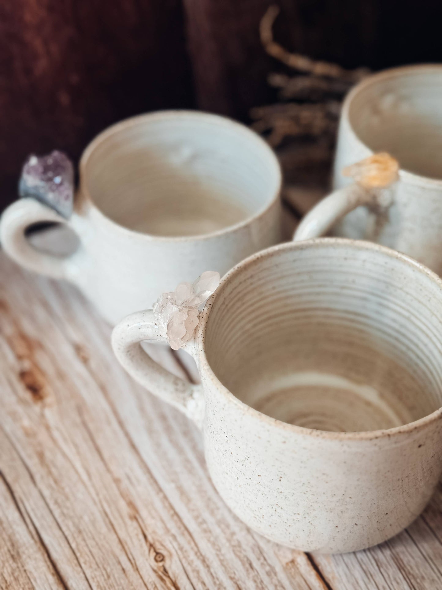 Handmade Ceramic Mug with Crystal Detail