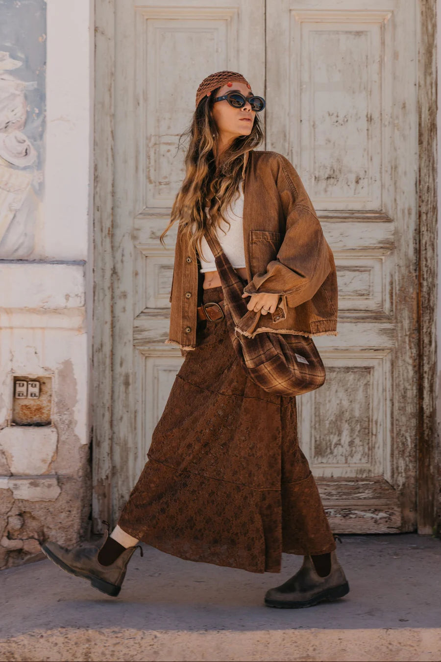 Moonlace Midi Skirt - Brown