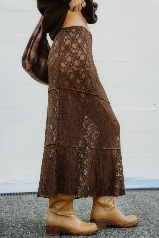 Moonlace Midi Skirt - Brown