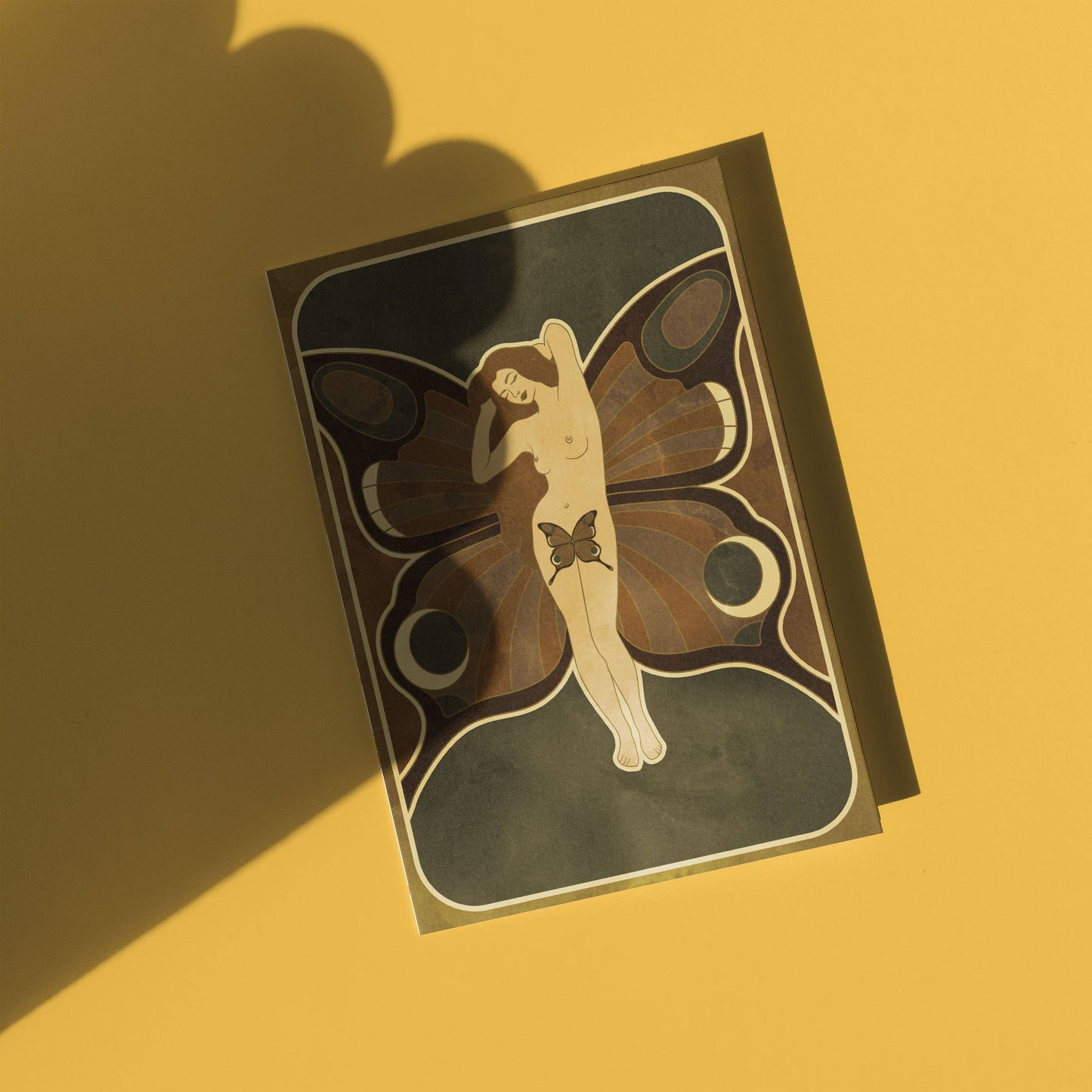 Vintage Butterfly Pinup - Retro Style Greeting Card