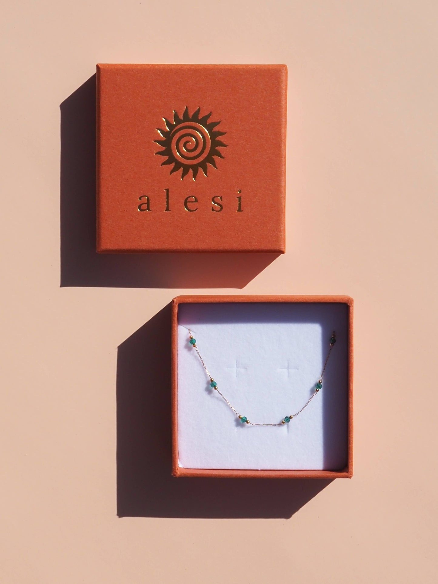 Green Satellite Necklace 18K Gold