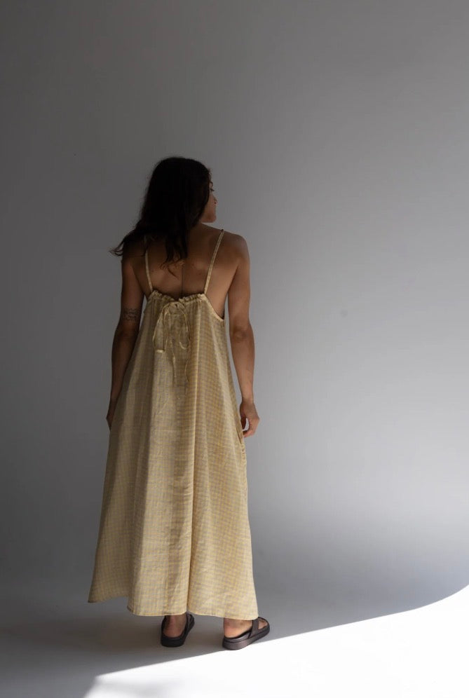Locolinen Maxi Dress Butter check