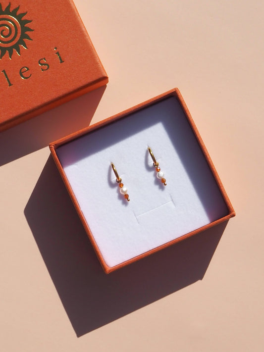 Freshwater Pearl & Gemstone Stack Hoops: Amazonite