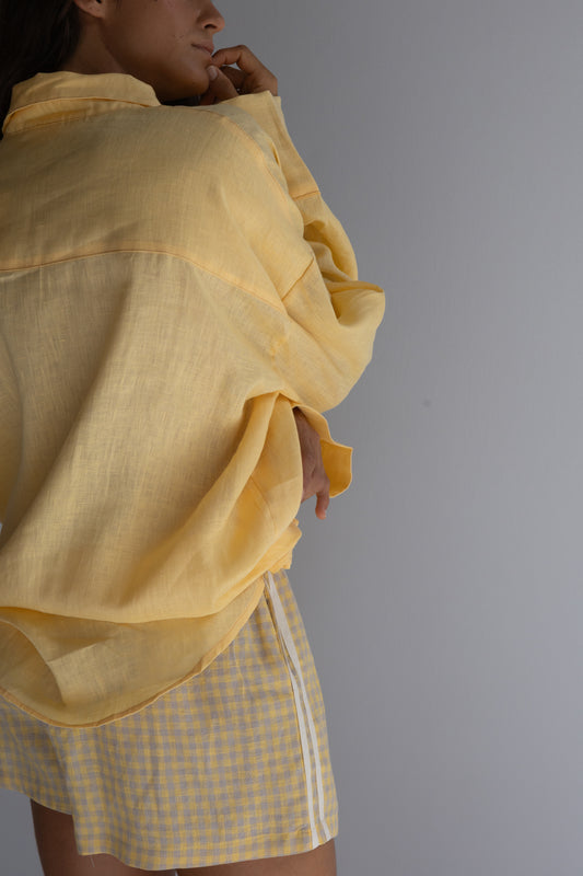 Linen Short - Butter Check