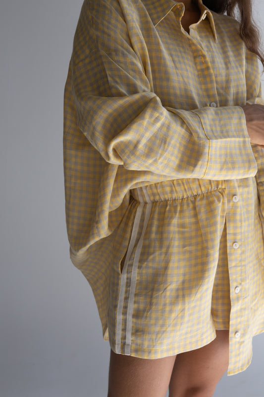 Linen Short - Butter Check