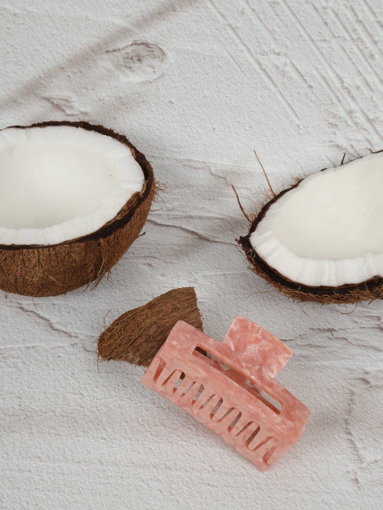 Claw Clip - Acetate Small Elongated Rectangle - Pink