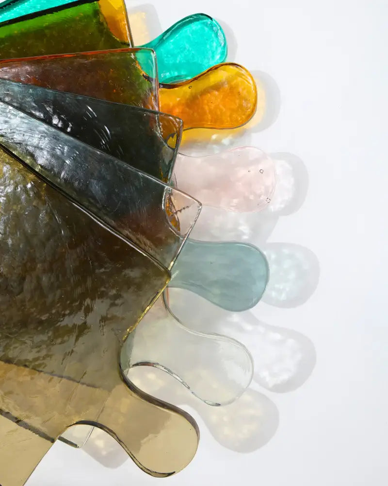 Hammered Glass Square Serving Board: AMBER