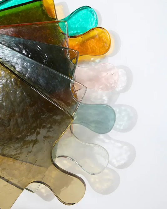 Hammered Glass Square Serving Board: AMBER