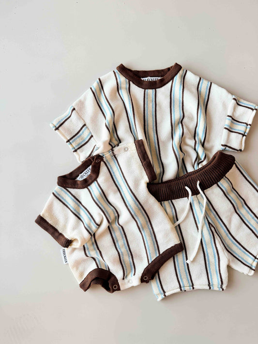 Retro Stripe Shorts - Azure