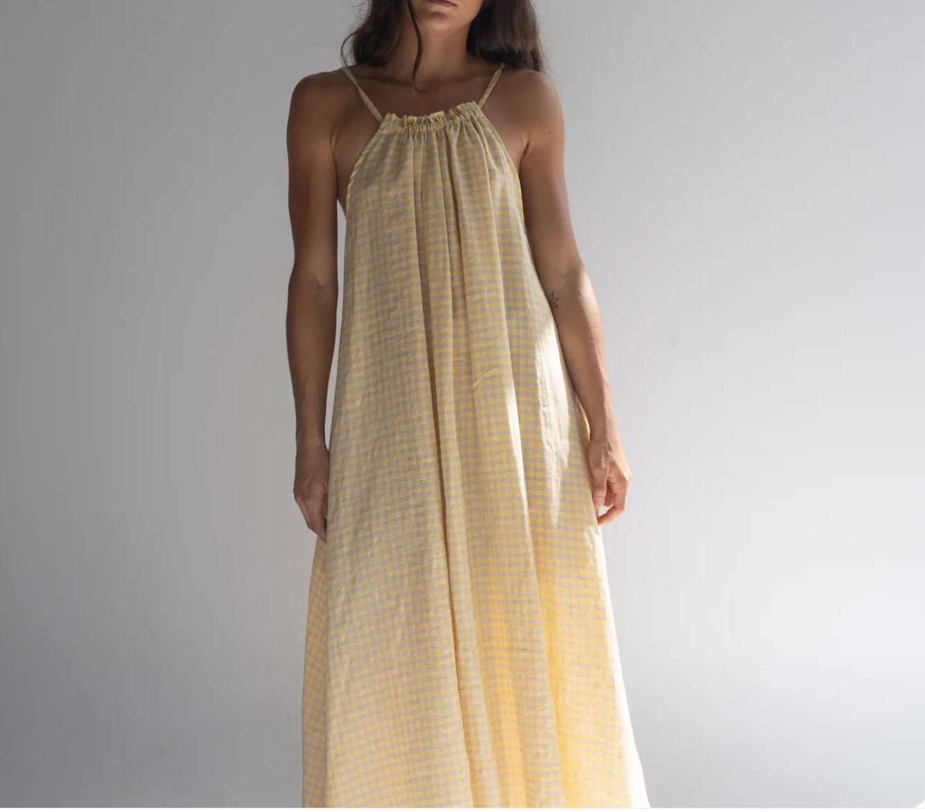 Locolinen Maxi Dress Butter check