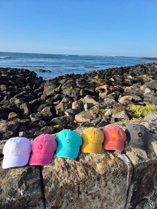 Vintage Washed Cap - 100% Cotton - Byron Bay - Flower - Burnt Orange