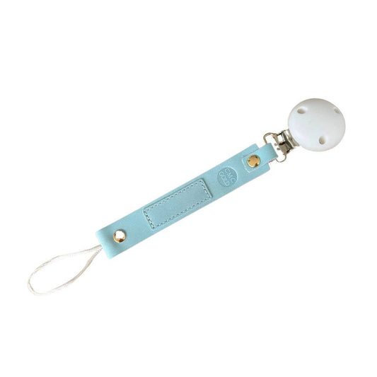 Coloured Panel Leather Dummy Clips: Baby Blue / Baby Blue