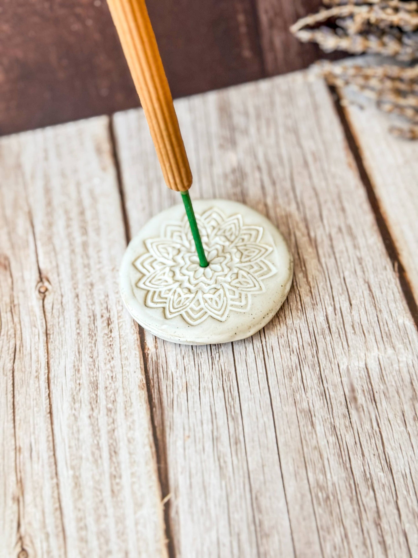 Handmade Ceramic Incense Holder: Mandala