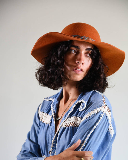 The Little Hippie Floppy Felt Hat - Rusty Orange: Rust / M-L