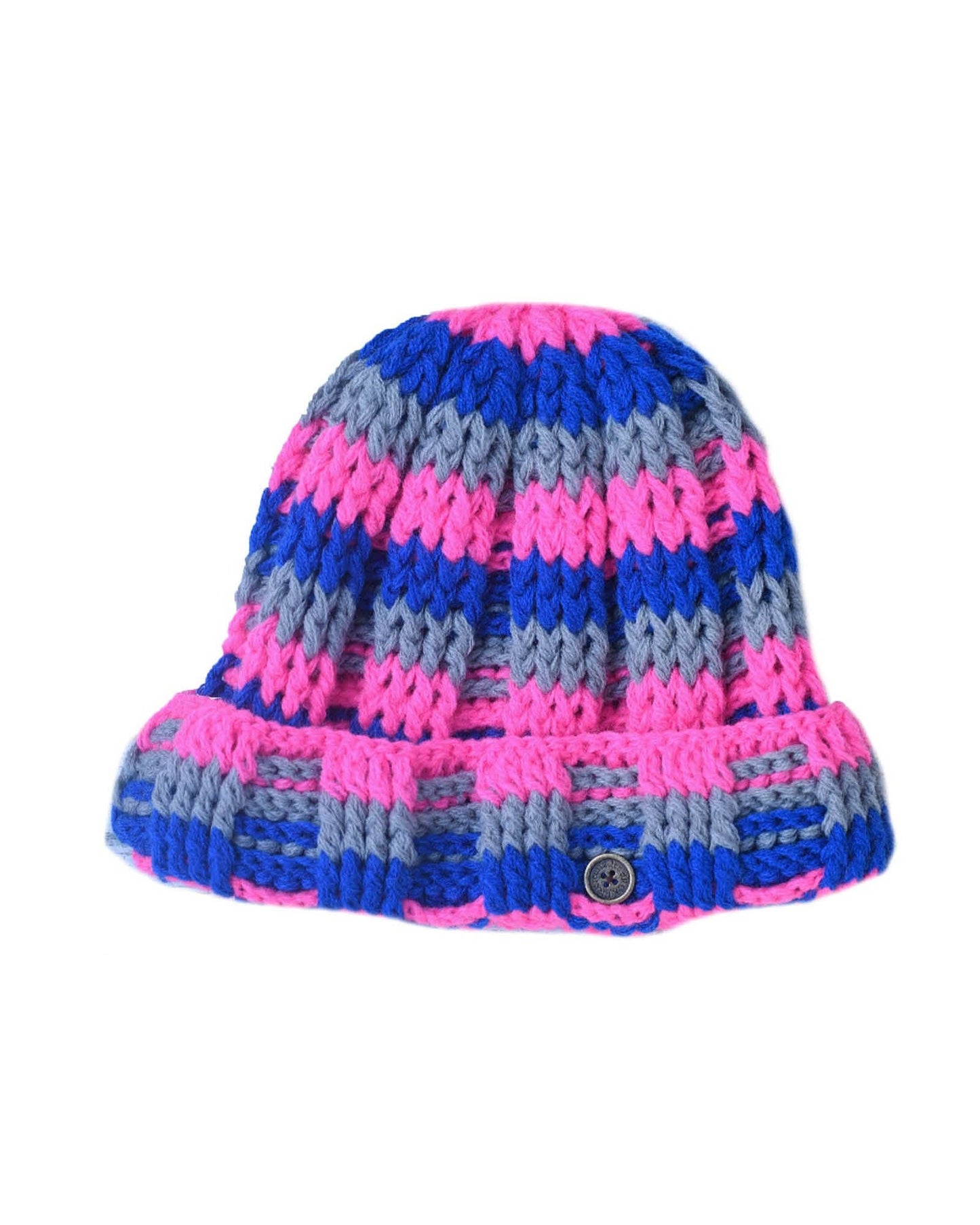 The Transcend Beanie - KIDS - Pink/Blue/Grey Stripes: Pink