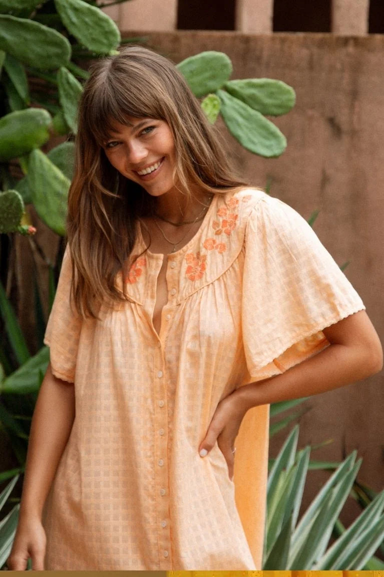 Betty Embroidered Smock Dress
