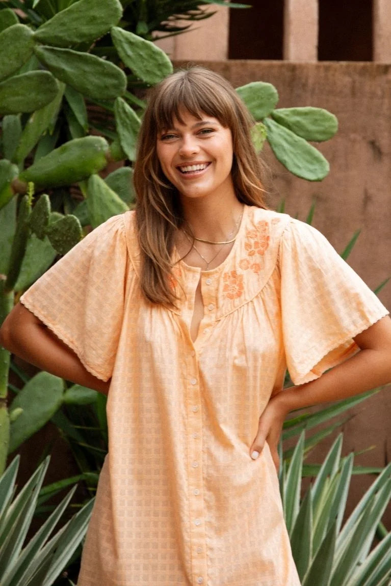 Betty Embroidered Smock Dress