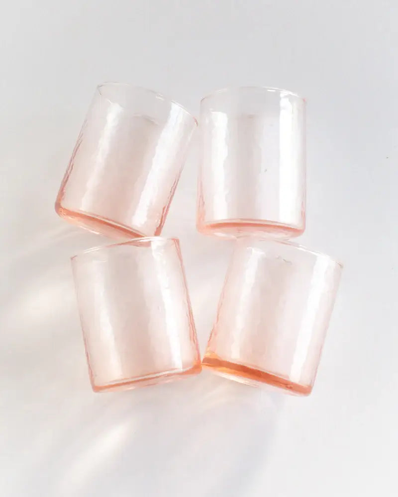 Handblown Hammered Glasses | Set of 4: Amber
