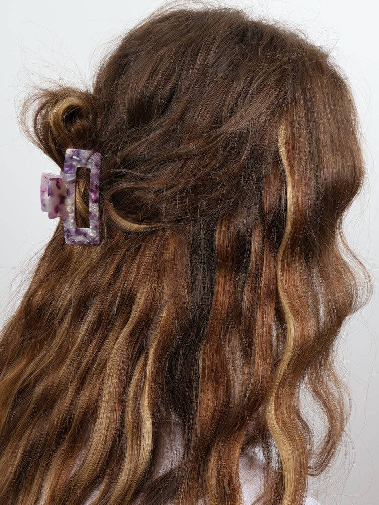 Claw Clip - Acetate Small Elongated Rectangle - Amethyst