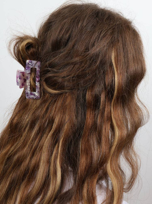 Claw Clip - Acetate Small Elongated Rectangle - Amethyst