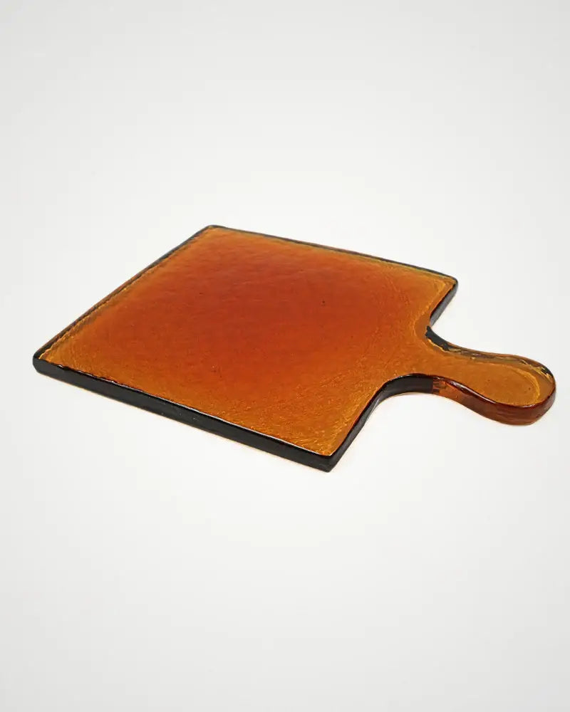 Hammered Glass Square Serving Board: AMBER