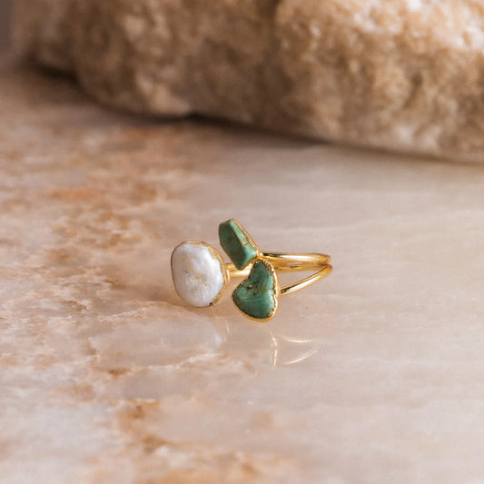 AVA PEARL & TURQUOISE RING