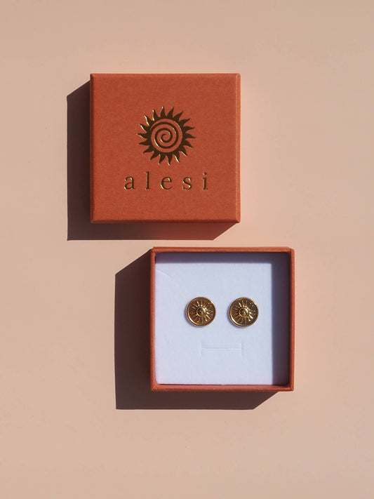 18K Gold Sun Earrings: (Gold) 18K Gold over Stainless Steel