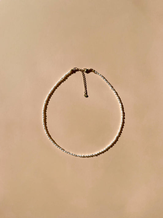 18K Gold Freshwater Rice Pearl Necklace: (Gold) 18K Gold over Stainless Steel