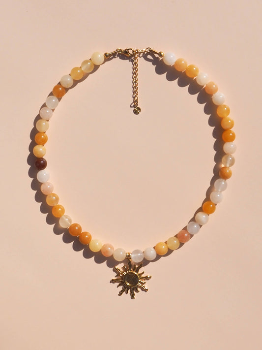 Sun Yellow Multi Beaded Gemstone Necklace
