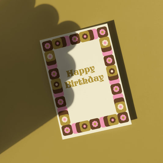 Happy Birthday Vintage Pink - Retro Style Greeting Card