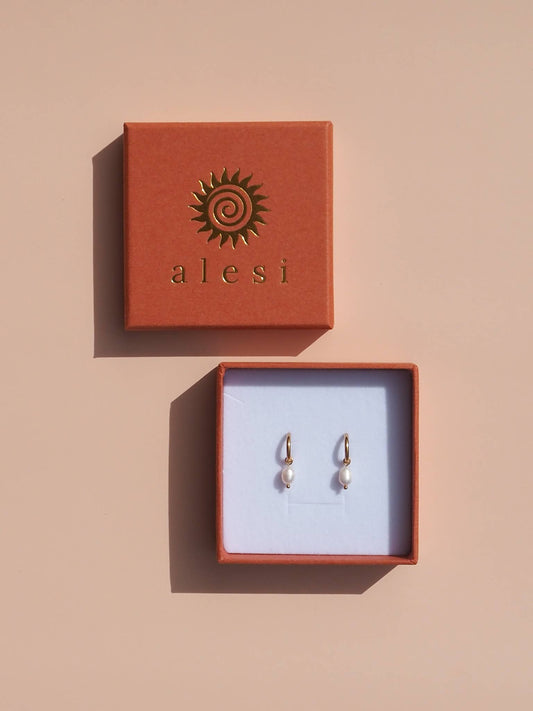 18K Gold Freshwater Pearl Hoops Small: 12mm / (Gold) 18K Gold over Surgical Steel