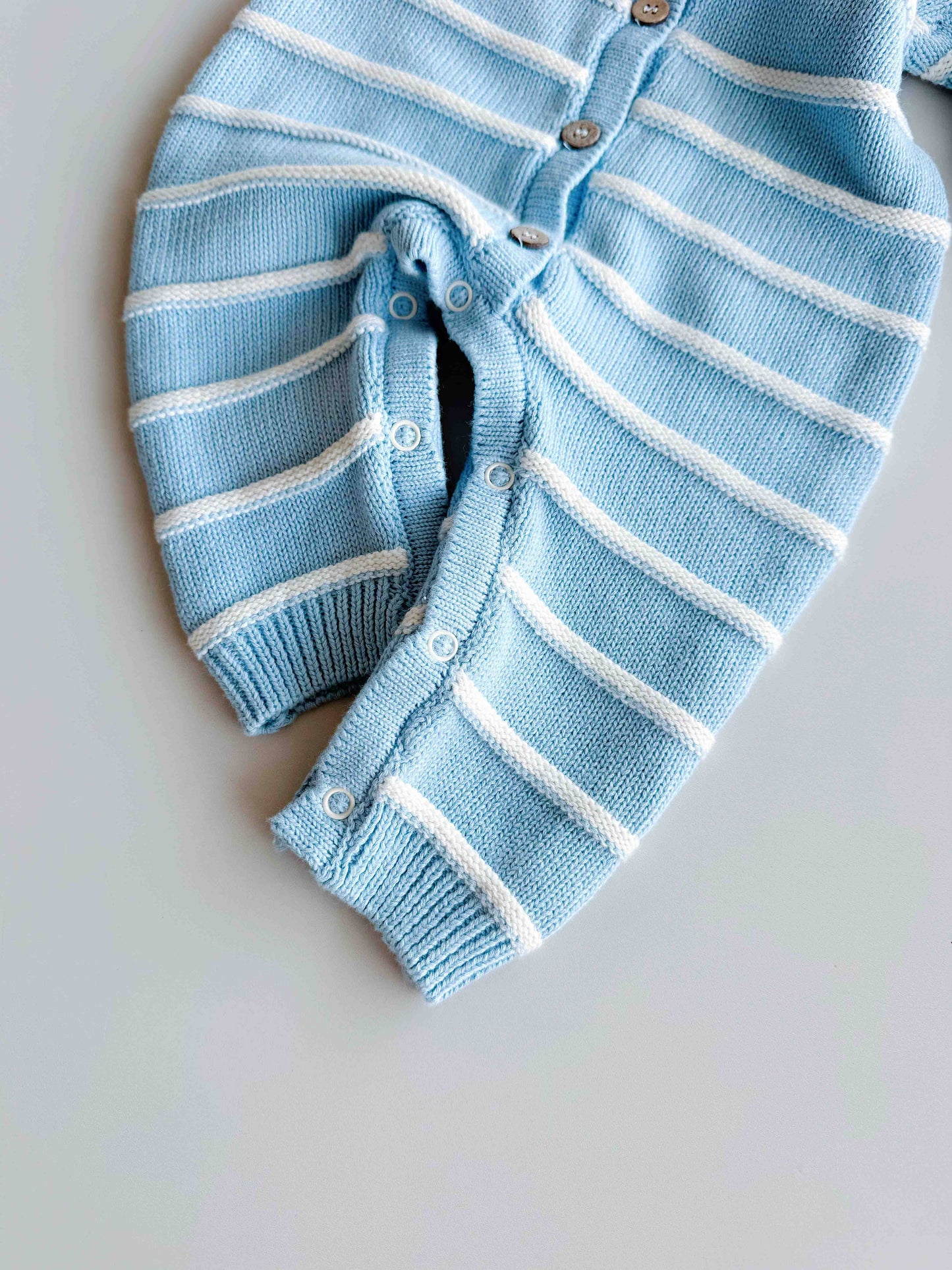 Raised Stripe Full Romper - Arctic