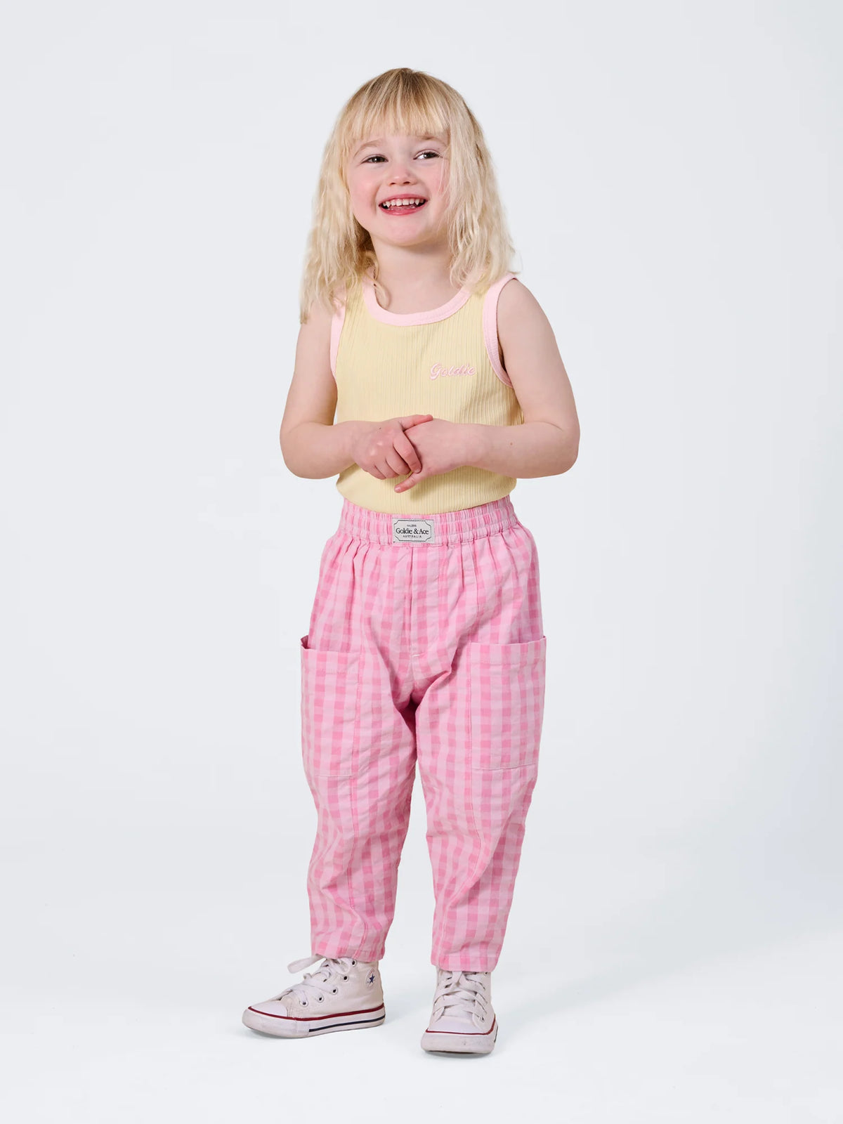 Lightweight Gingham Kit Pocket Pant Pink