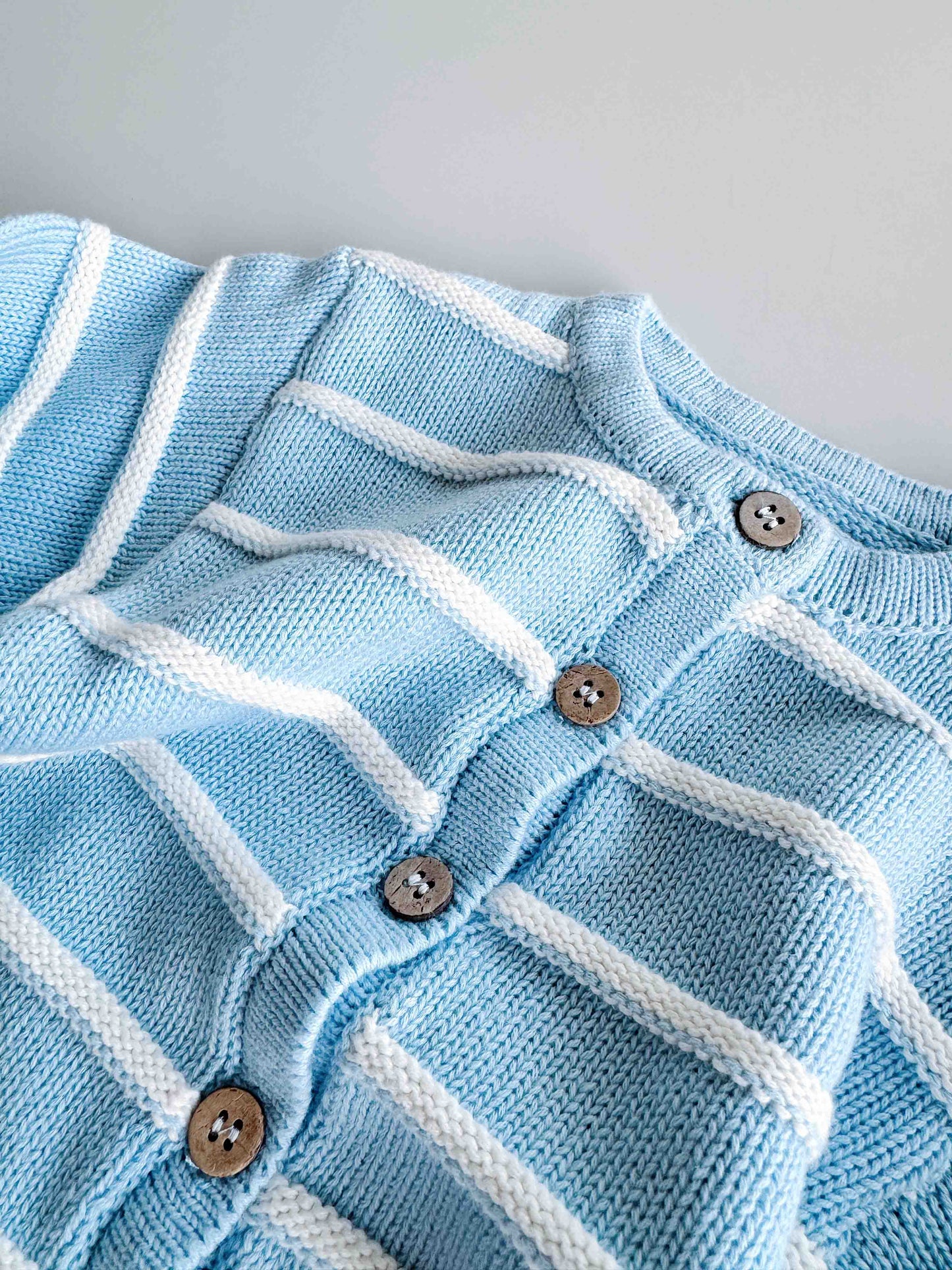 Raised Stripe Full Romper - Arctic