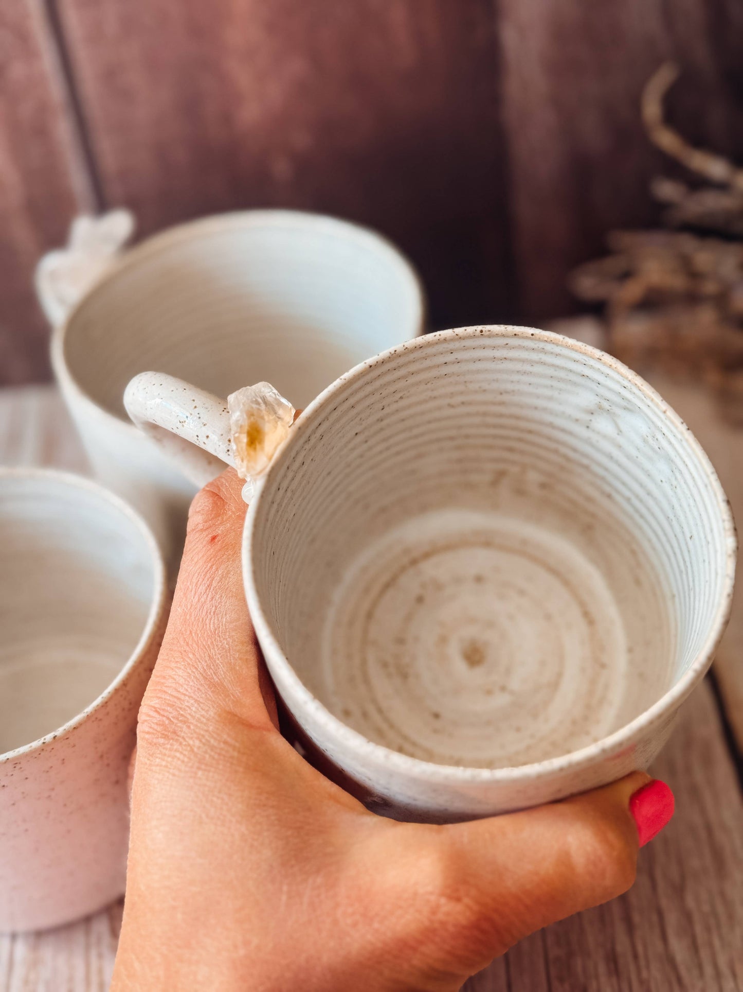 Handmade Ceramic Mug with Crystal Detail