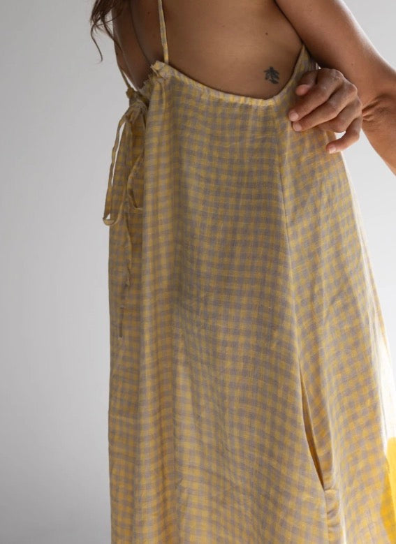 Locolinen Maxi Dress Butter check